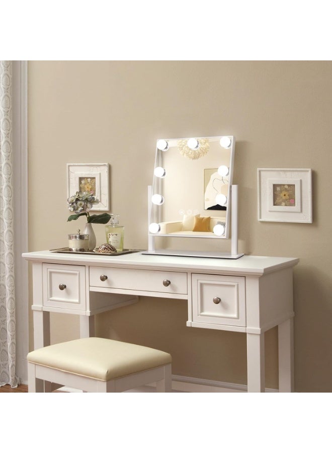 HOME TASTE Vanity Mirror with Lights, Hollywood Makeup Mirror with 9 Dimmable LED Bulbs, 3 Color Modes, Touch Control, 360° Rotating Cosmetic Mirror for Dressing Table - Image 2